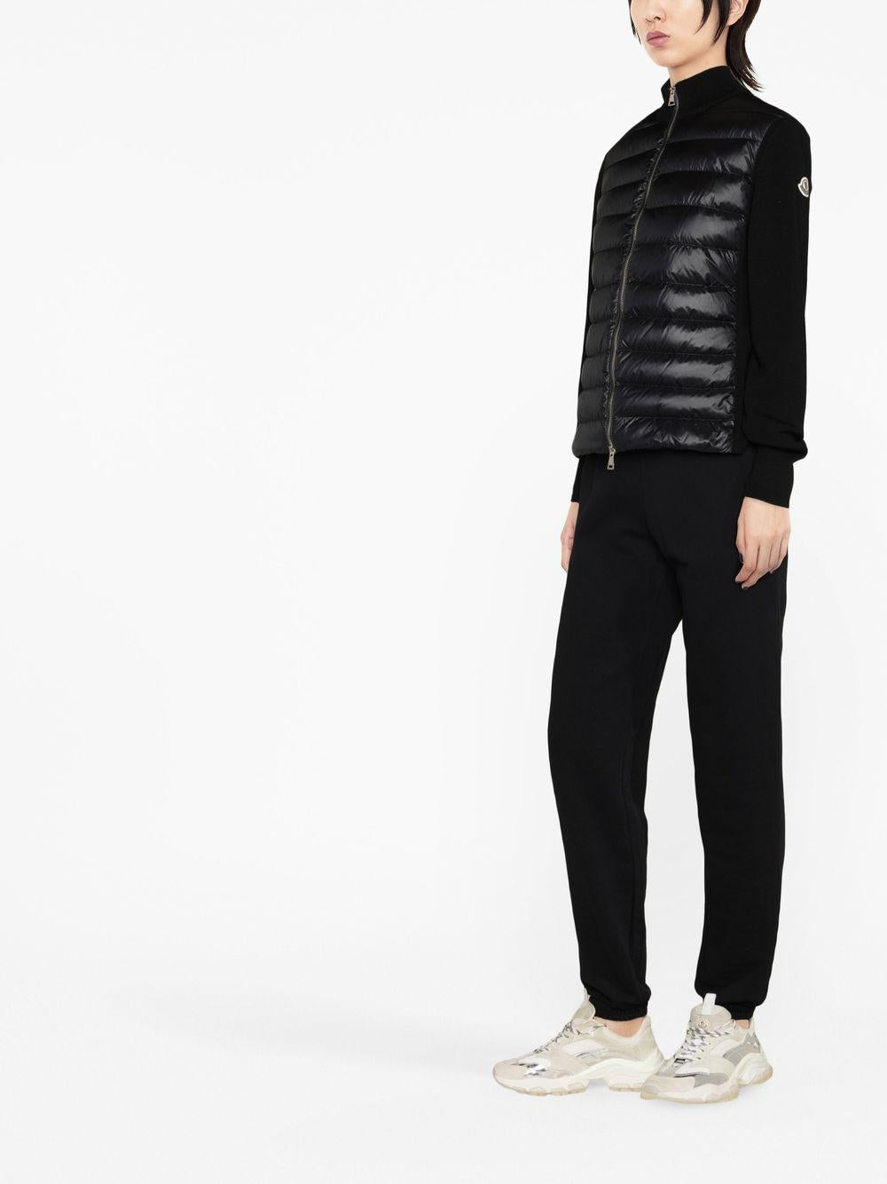 MONCLER Giacca cardigan nera con inserti 