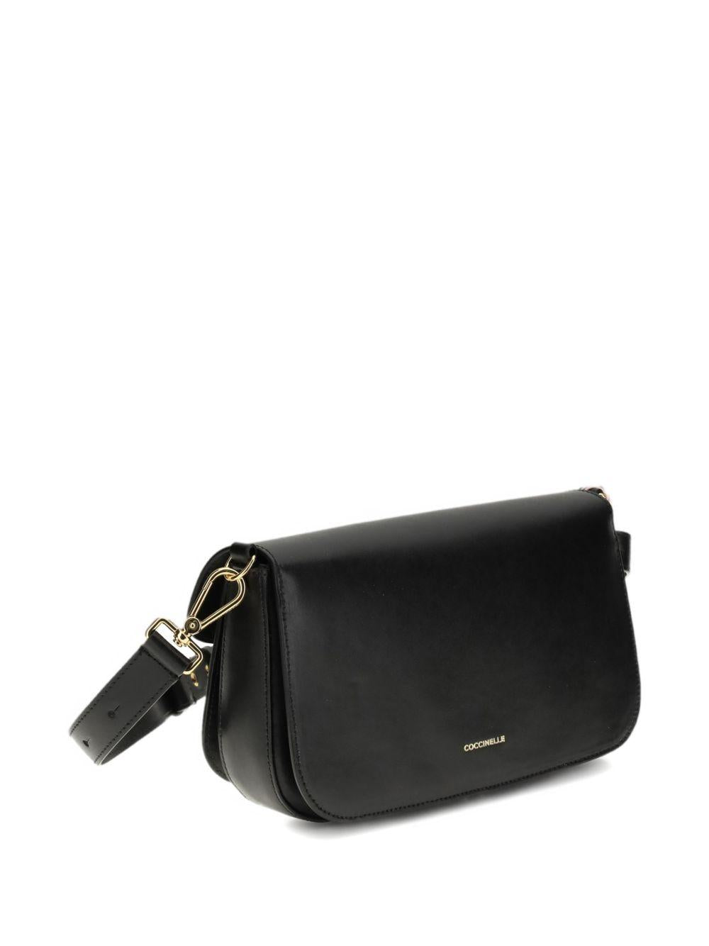 COCCINELLE Borsa a tracolla nera con logo 