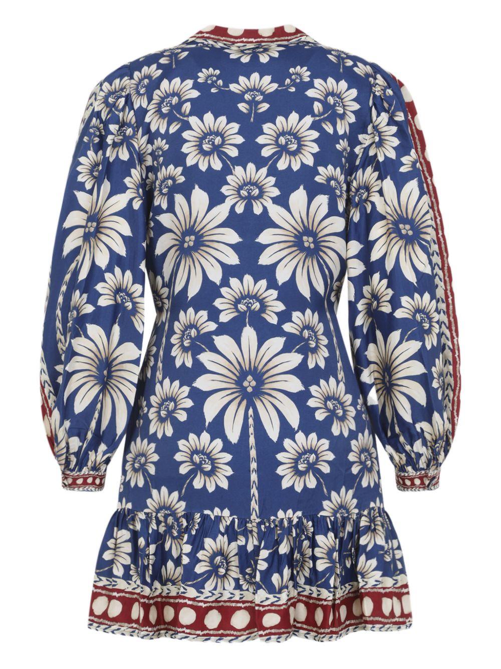 FARM RIO Mini abito con stampa floreale in cotone blu 