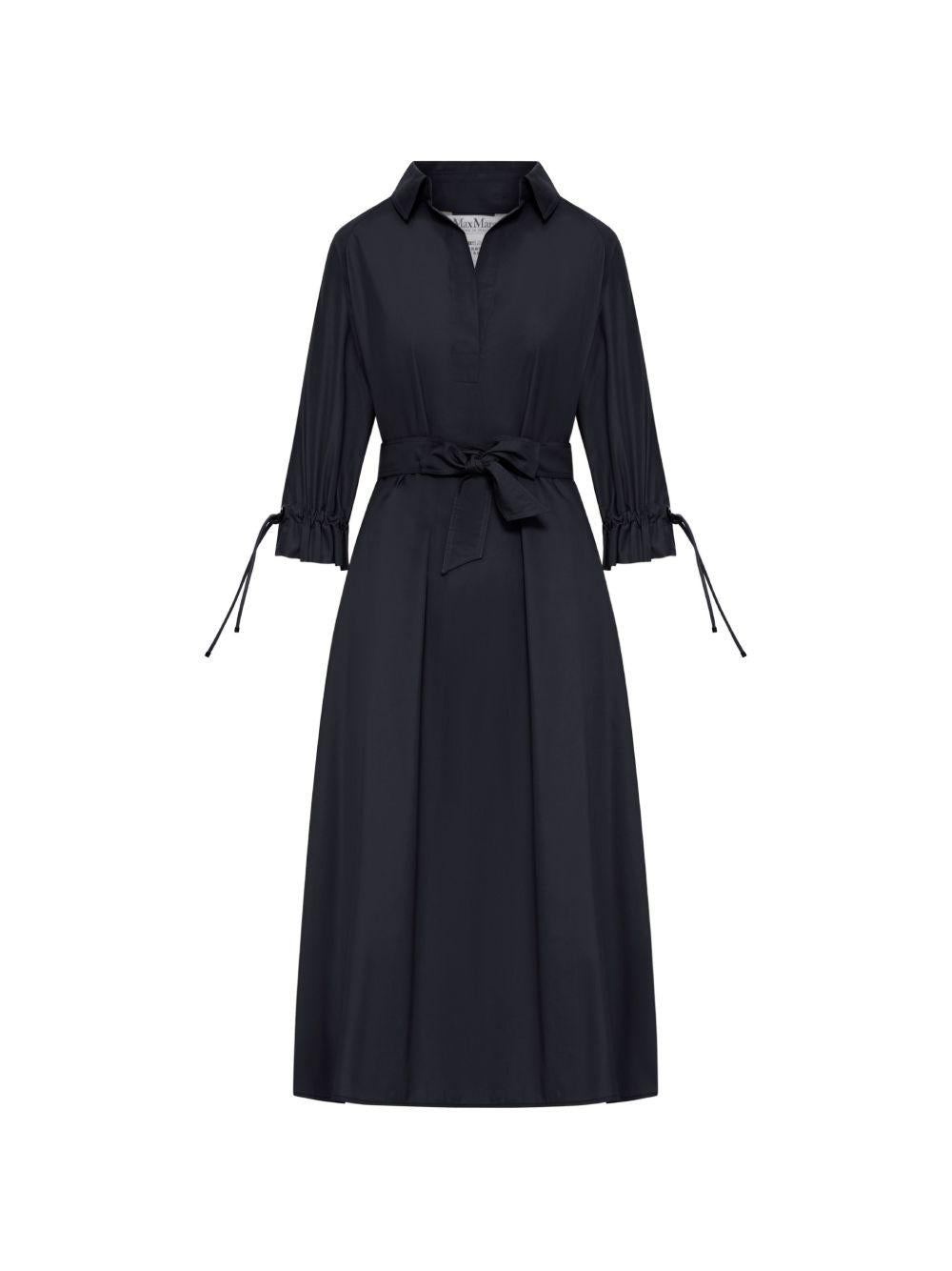 MAX MARA Abito lungo Mirto in chemiser nero con cintura 