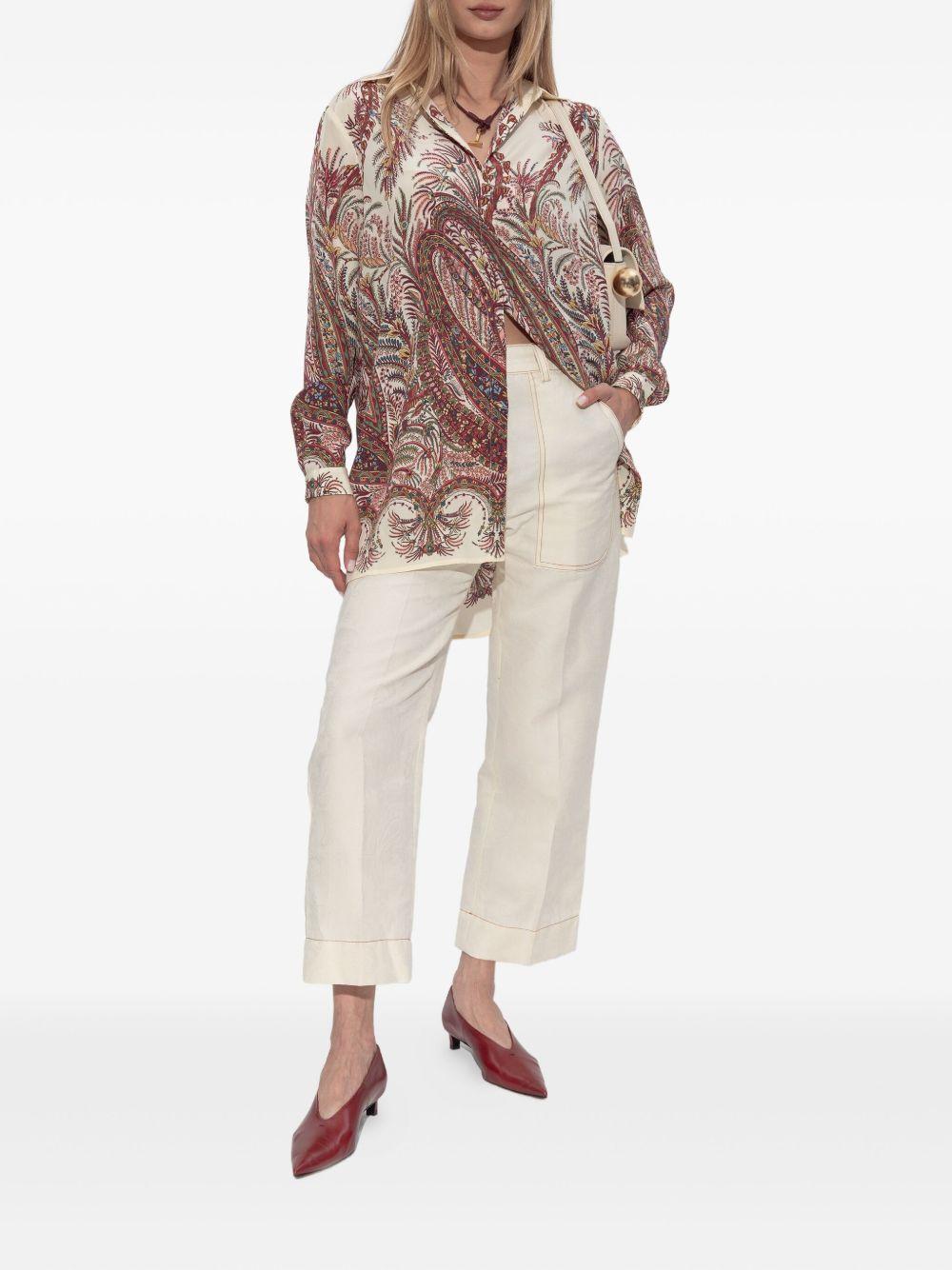 ETRO Camicia in seta crêpe de Chine con stampa Paisley floreale 