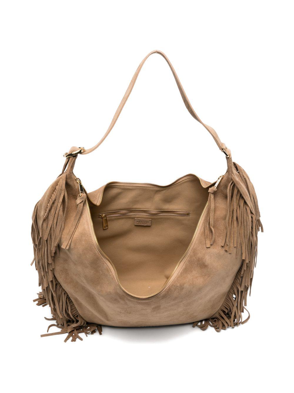 ORCIANI Borsa a semiluna Peach Fringe con frange 