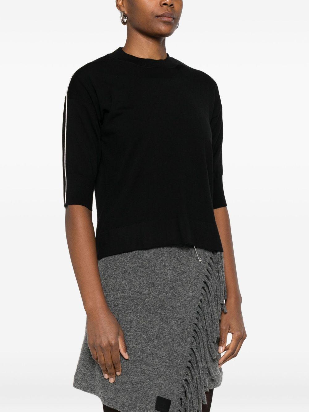 ALPHA STUDIO Maglia nera con dettagli a righe 