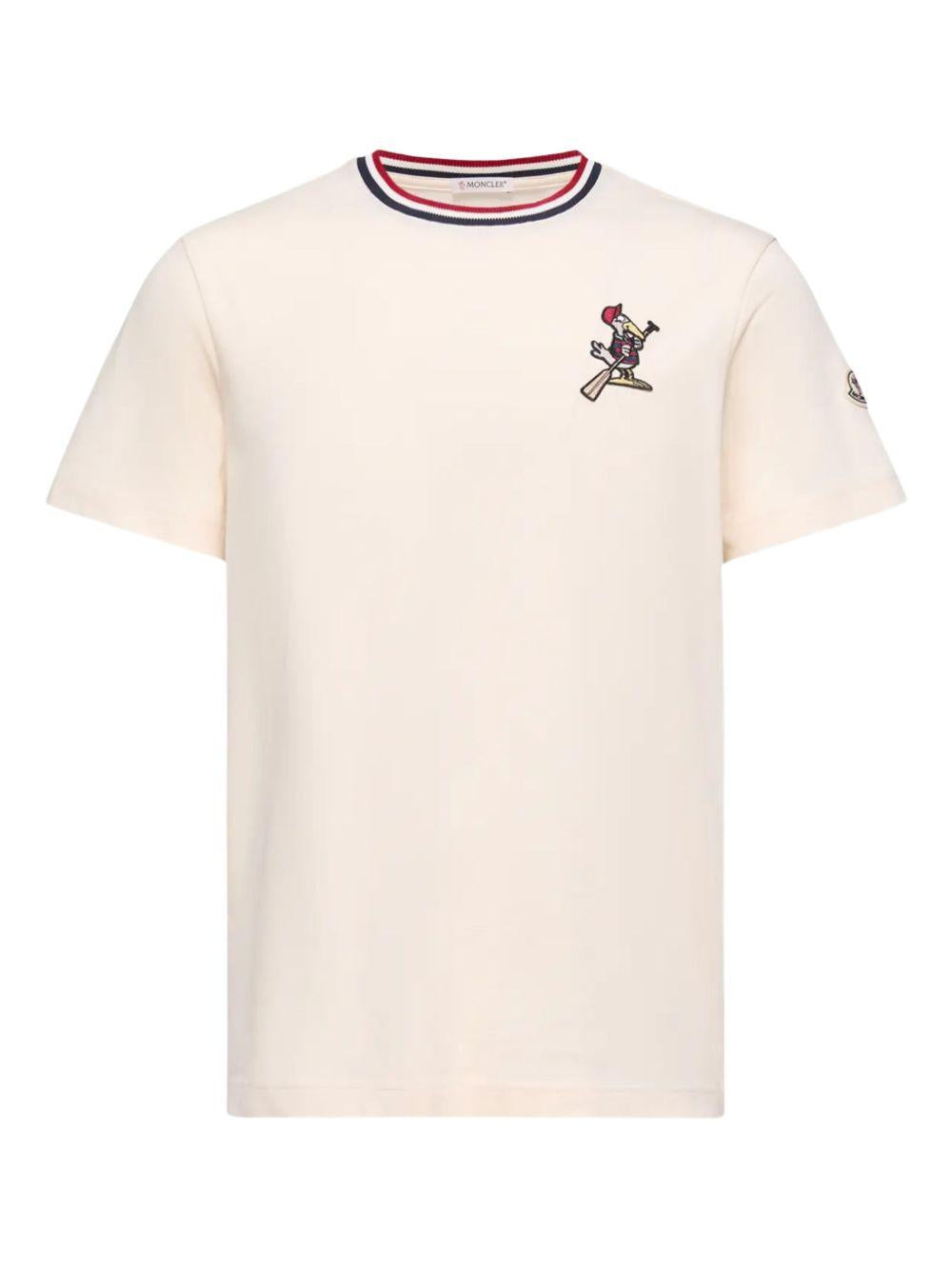 MONCLER T-shirt in cotone avorio 