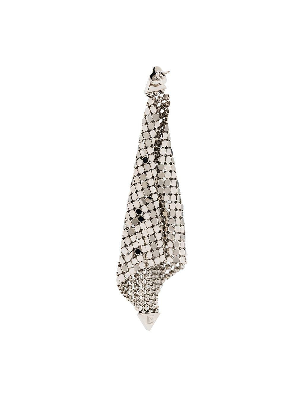 RABANNE Orecchini in metallo argentato ispirati alla chainmail 