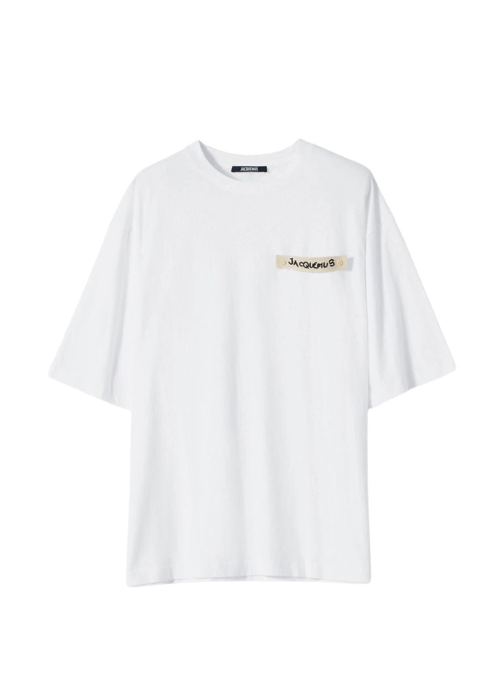 JACQUEMUS T-shirt bianca con patch logo 