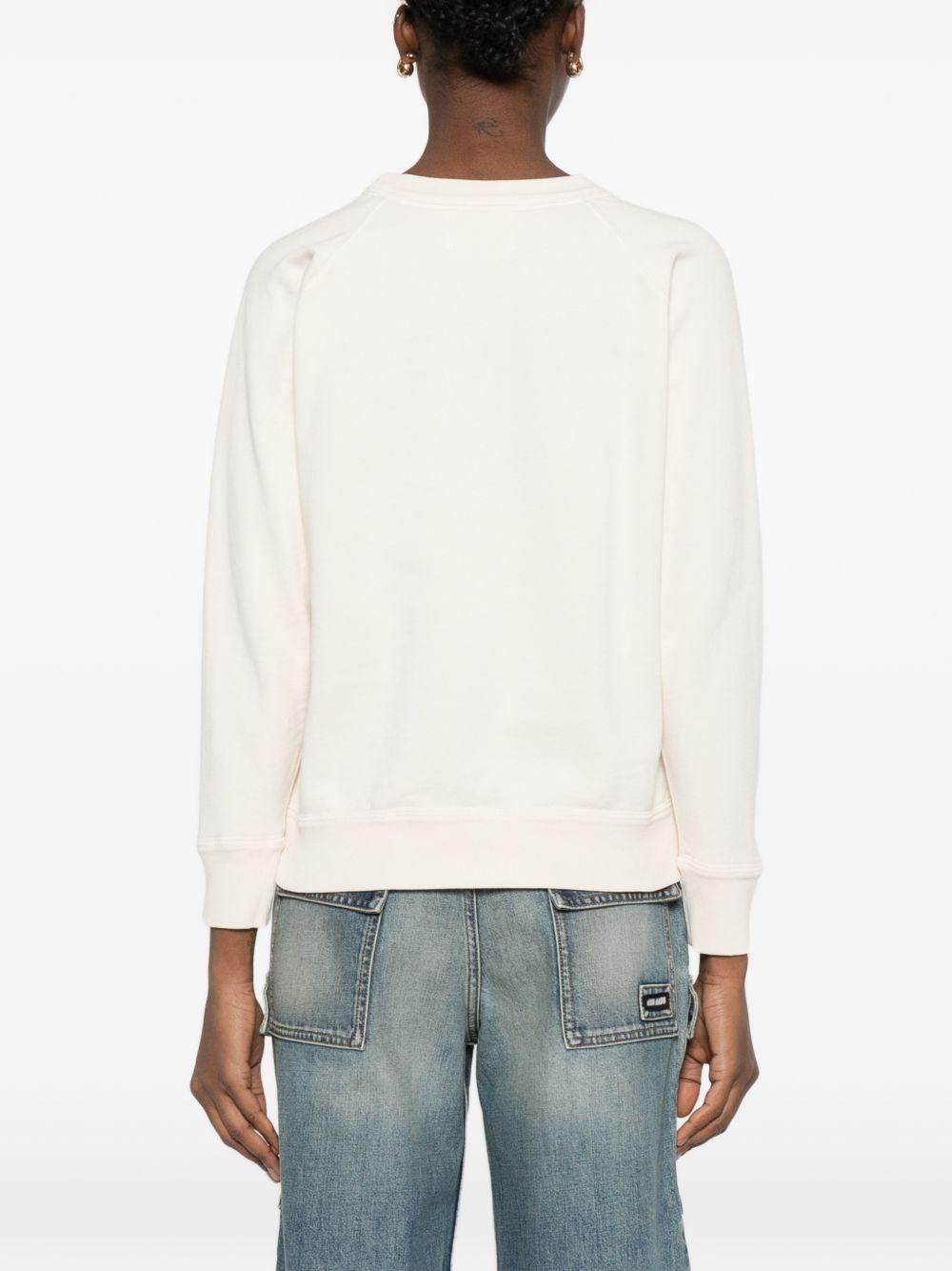 MARANT ETOILE Felpa ecru con logo rosa 