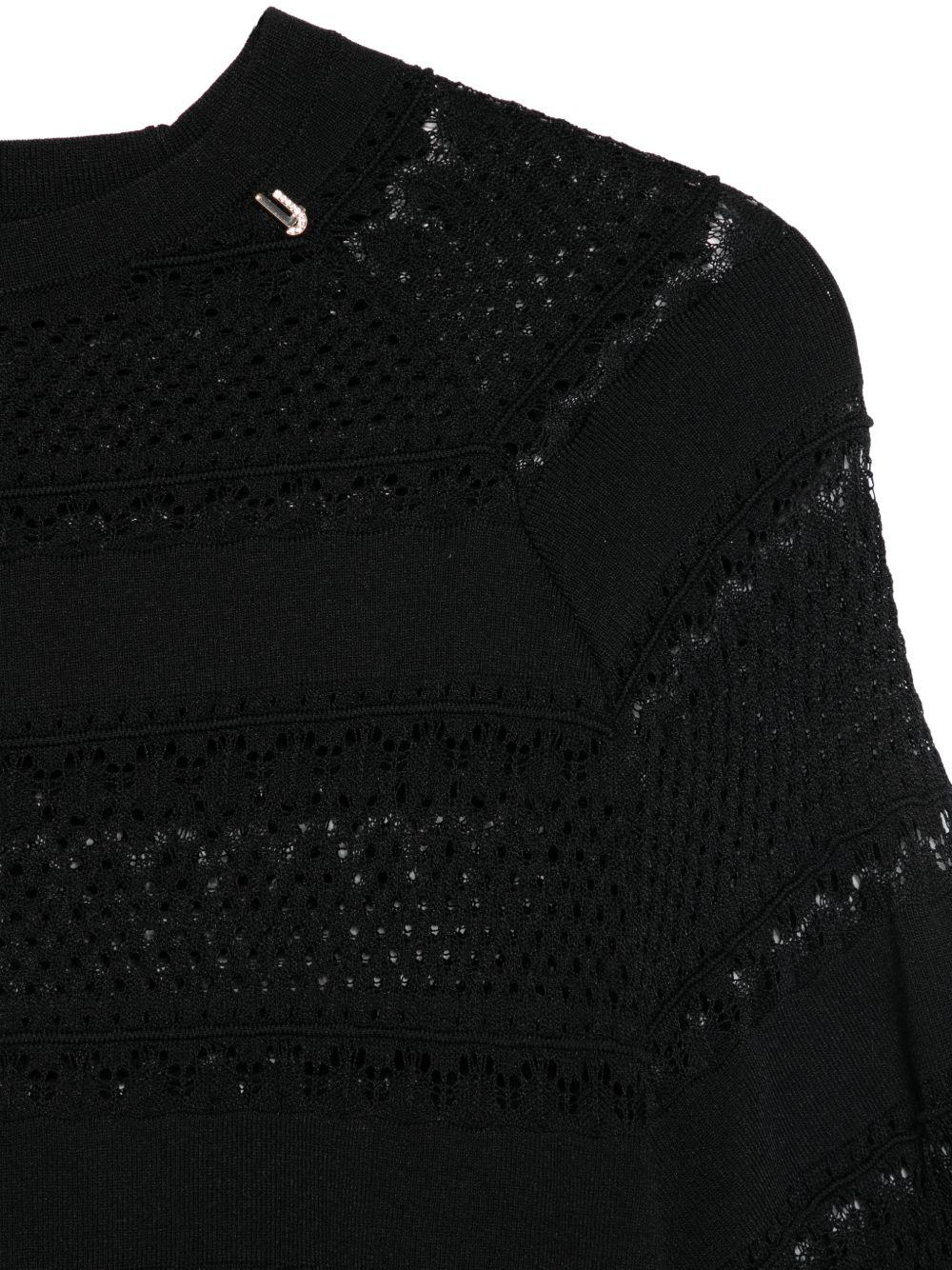 LIUJO Maglia nera in crochet con maniche over 