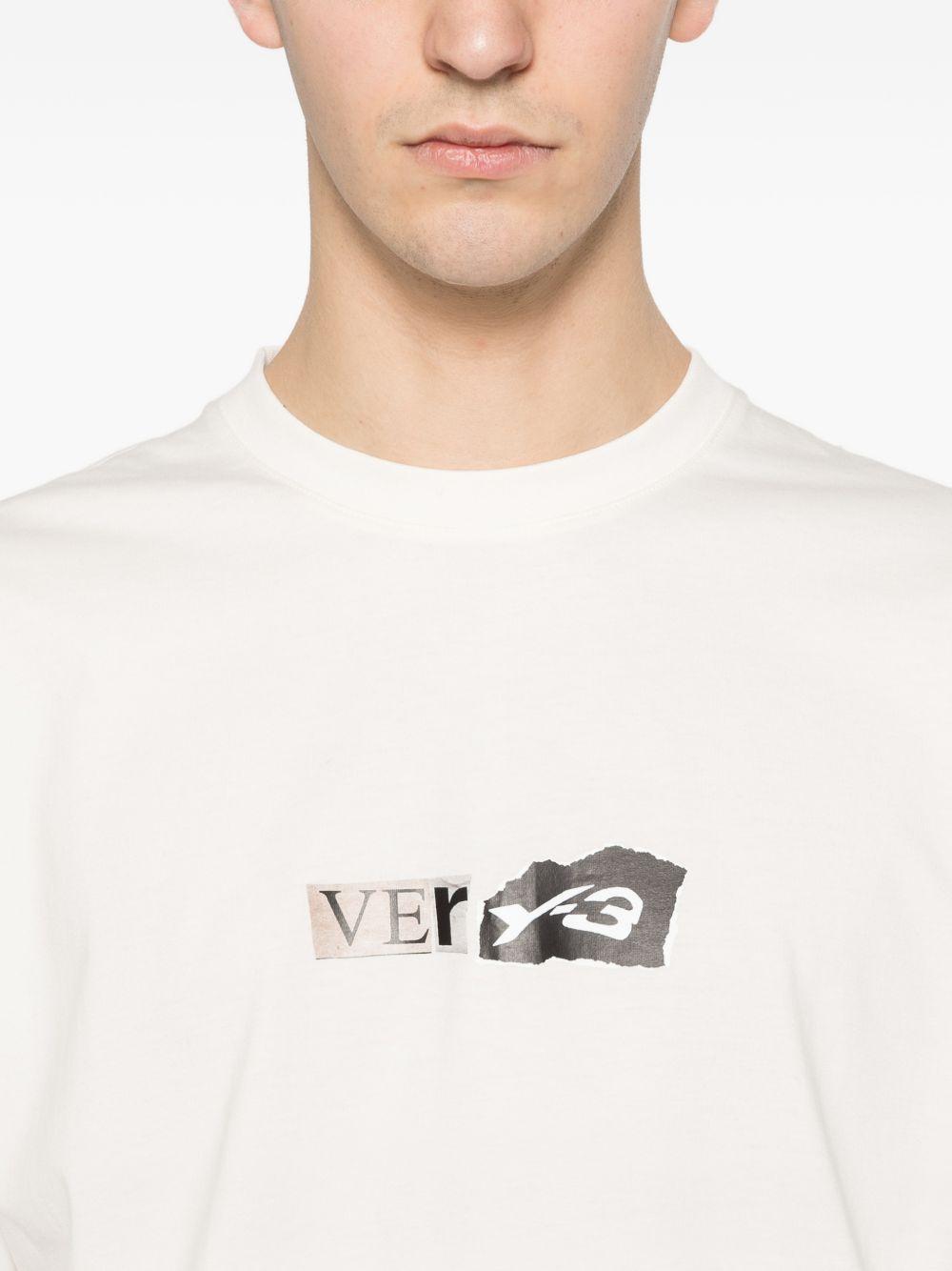 Y3 T-shirt in cotone bianco con stampa 