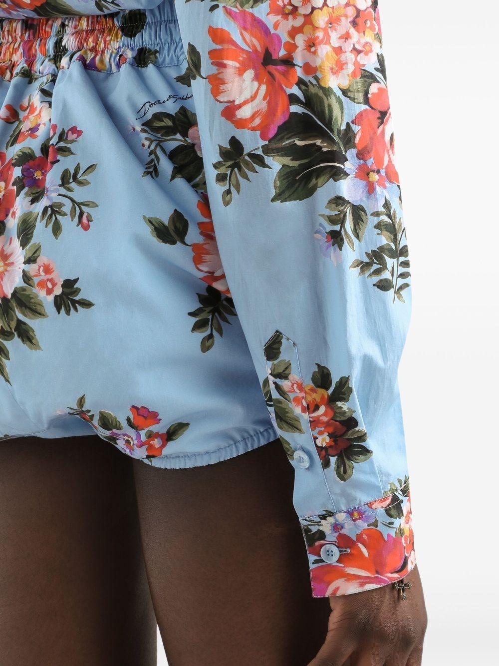 DOLCE e GABBANA Camicia corta celeste con stampa floreale 