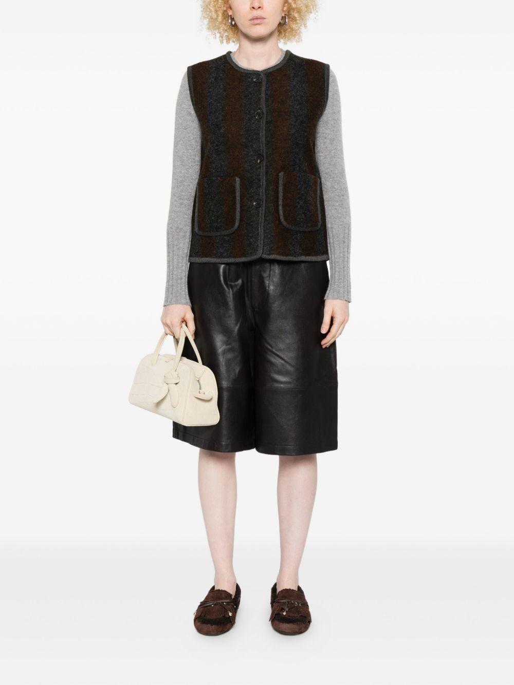 YERSE Gilet Graz a righe marrone e grigio di lana 