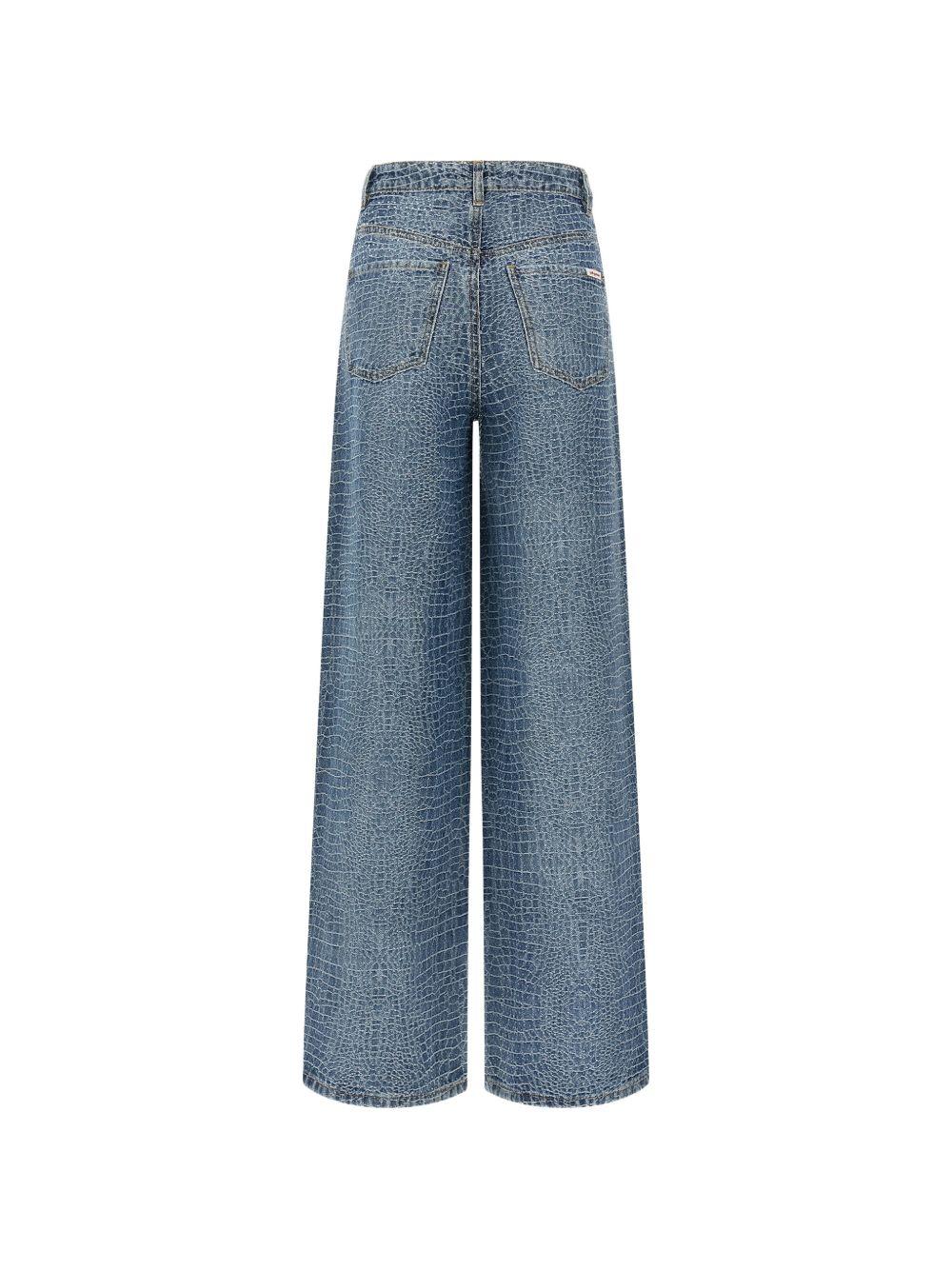 SELF PORTRAIT Jeans wide-leg con effetto cocco 