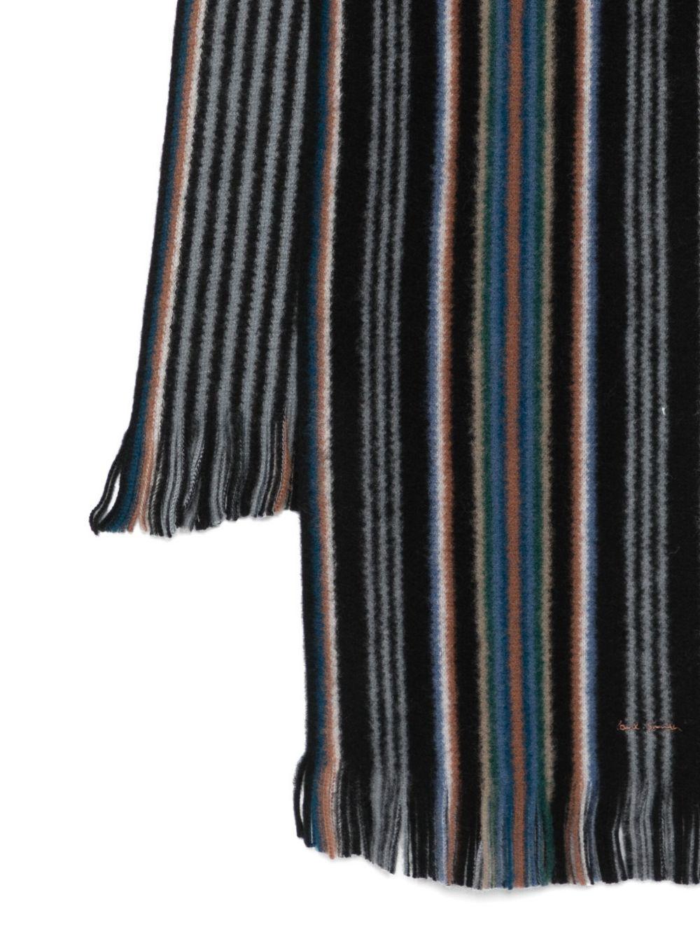 PAUL SMITH Sciarpa in lana nera con strisce 
