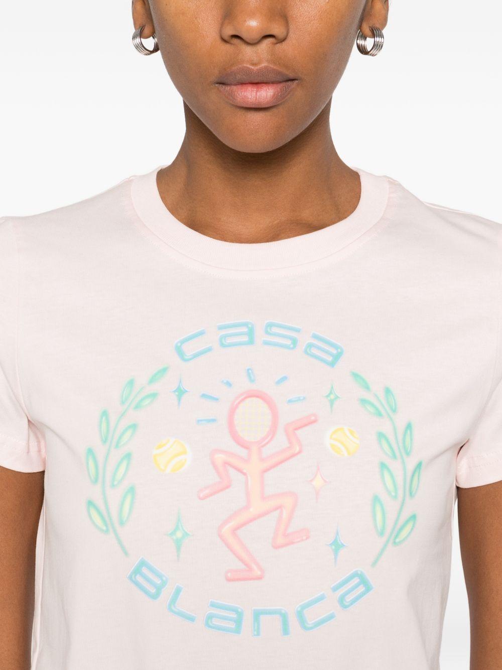 CASABLANCA T-shirt in cotone rosa con stampa logo 
