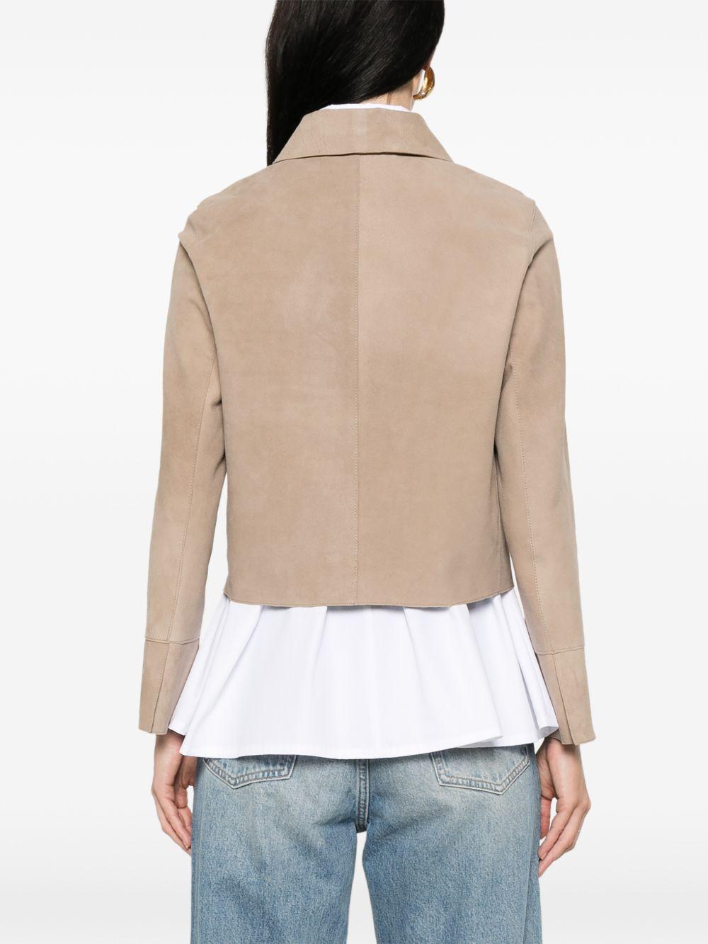 THE JACK AND JACKIE LEATHERS Giacca in pelle scamosciata beige 