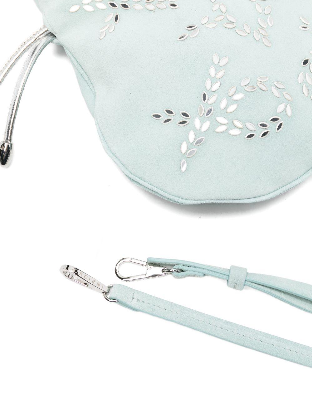 ORCIANI Borsa a secchiello Peach Gem Acq con strass celeste 