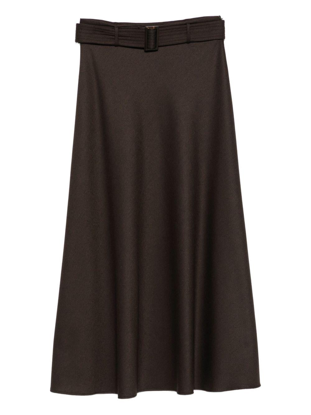 D EXTERIOR Gonna midi marrone con cintura 