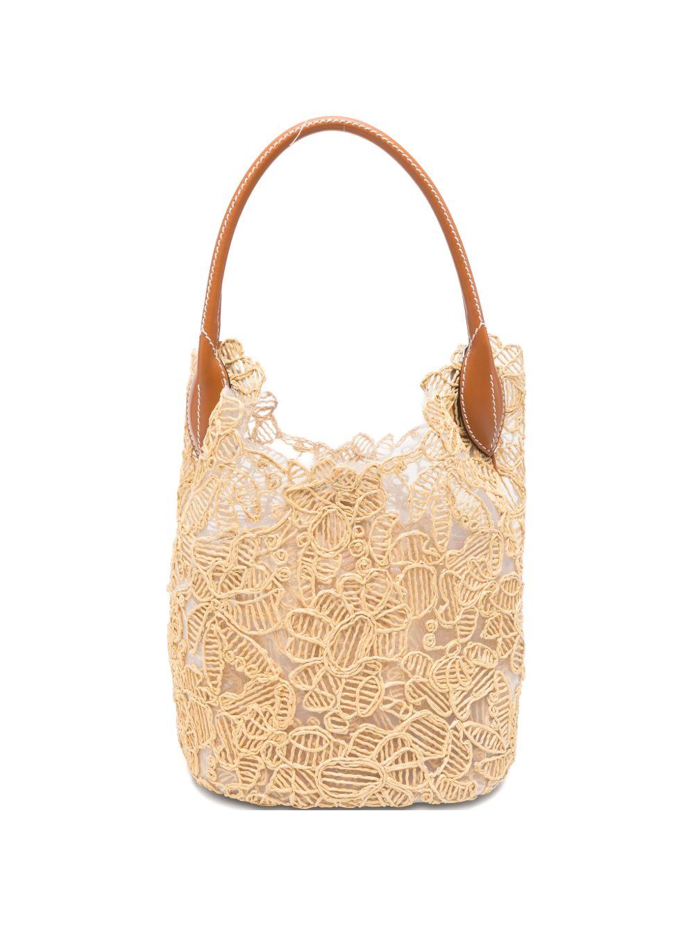 ERMANNO SCERVINO Borsa a secchiello ricamata con trama floreale e manico in pelle 
