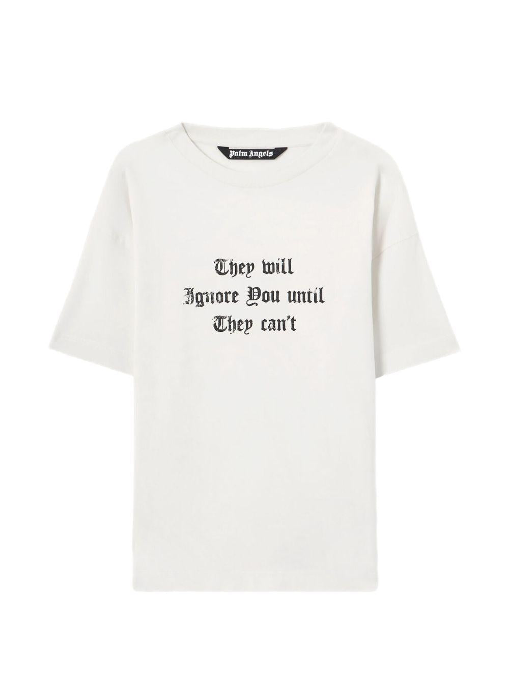 PALM ANGELS T-shirt in cotone bianco con stampa 