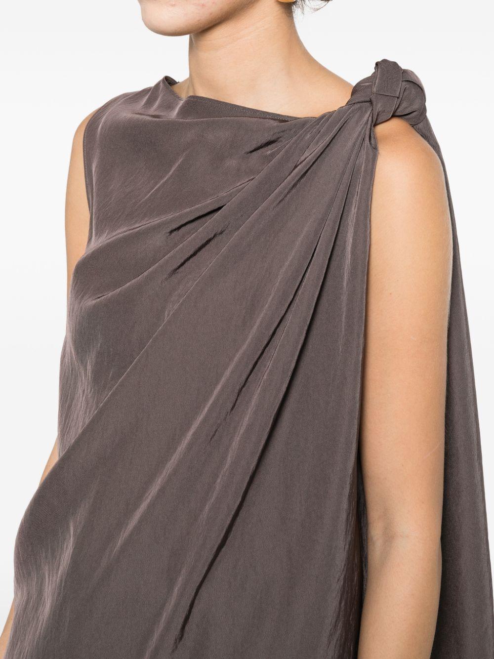 ELEH Top drappeggiato marrone con orlo asimmetrico 