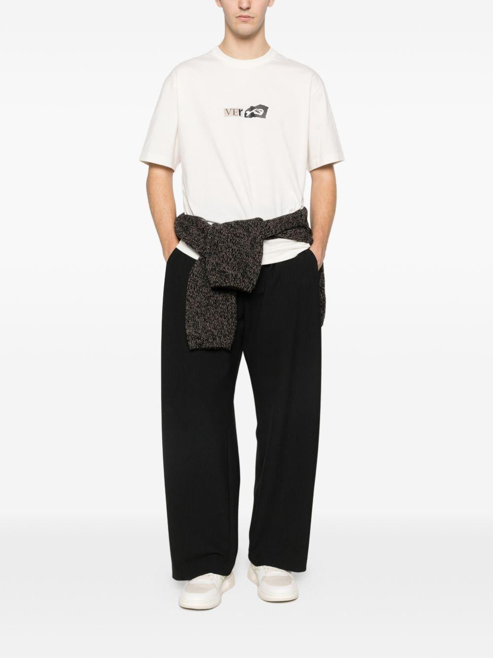 Y3 T-shirt in cotone bianco con stampa 