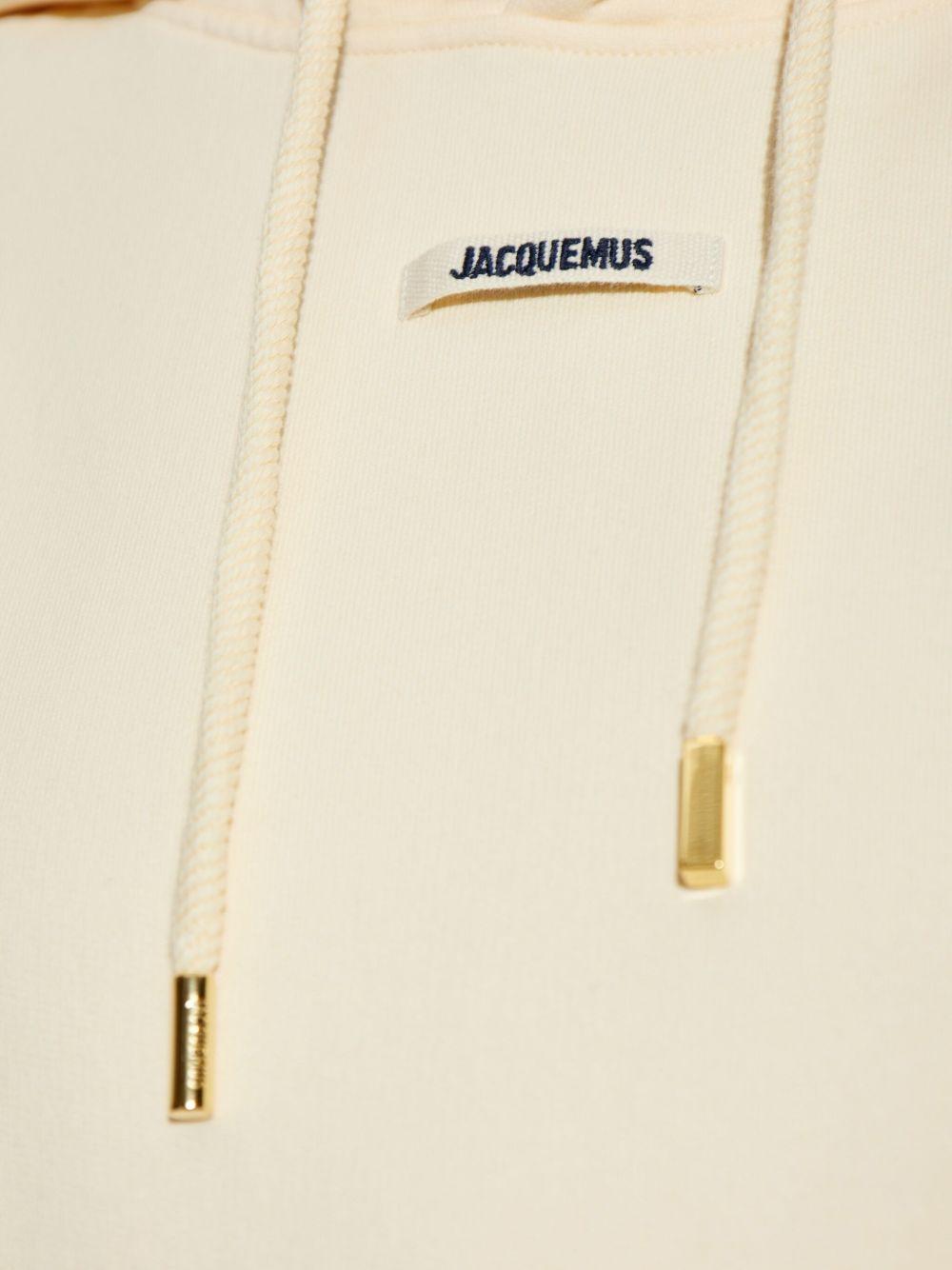 JACQUEMUS Felpa Gros Grain beige in cotone con cappuccio 