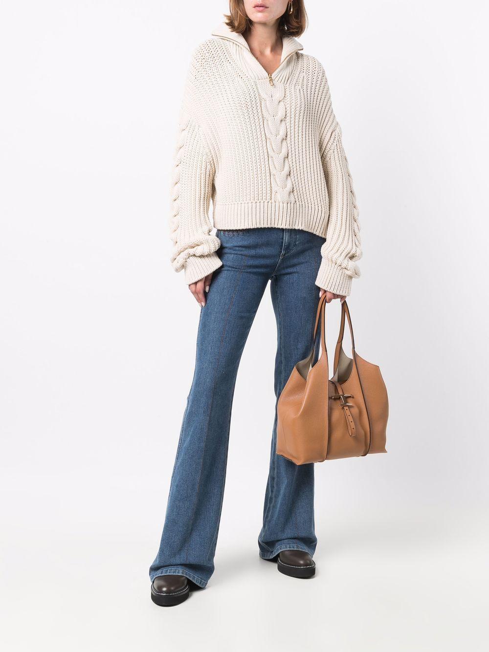 TODS Borsa in pelle color cammello con fibbia logo 