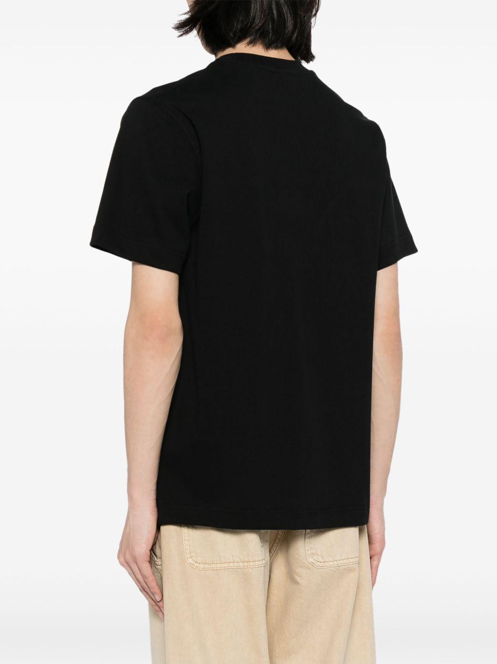JACQUEMUS T-shirt nera in cotone con patch logo sul petto 