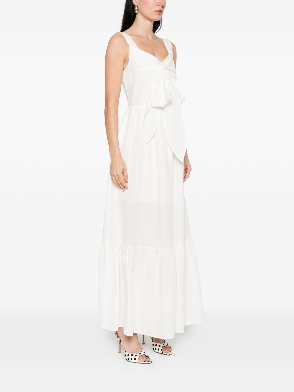 LIUJO Abito lungo con nodo fiocco bianco 