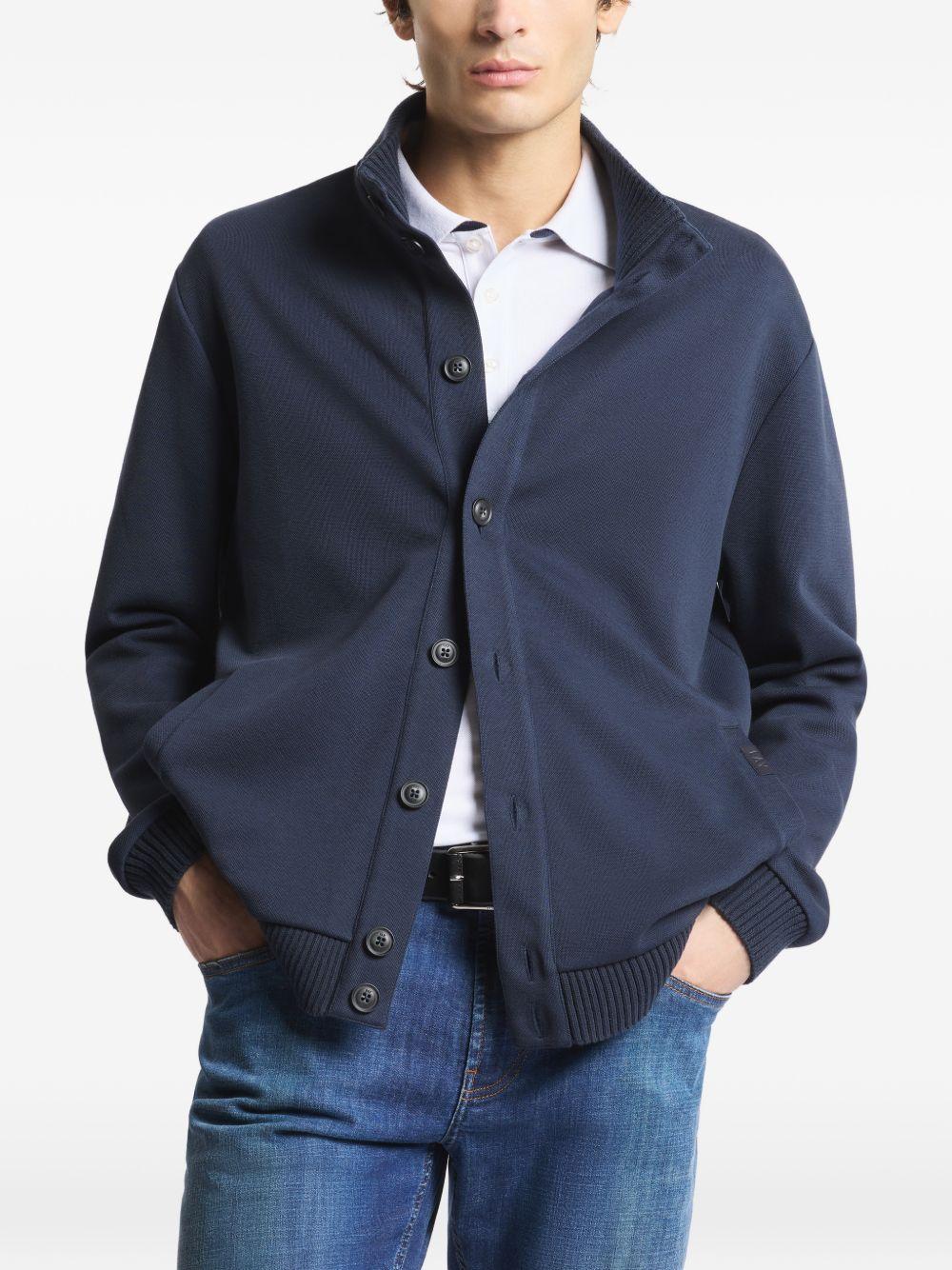 FAY Cardigan in cotone blu con bottoni 
