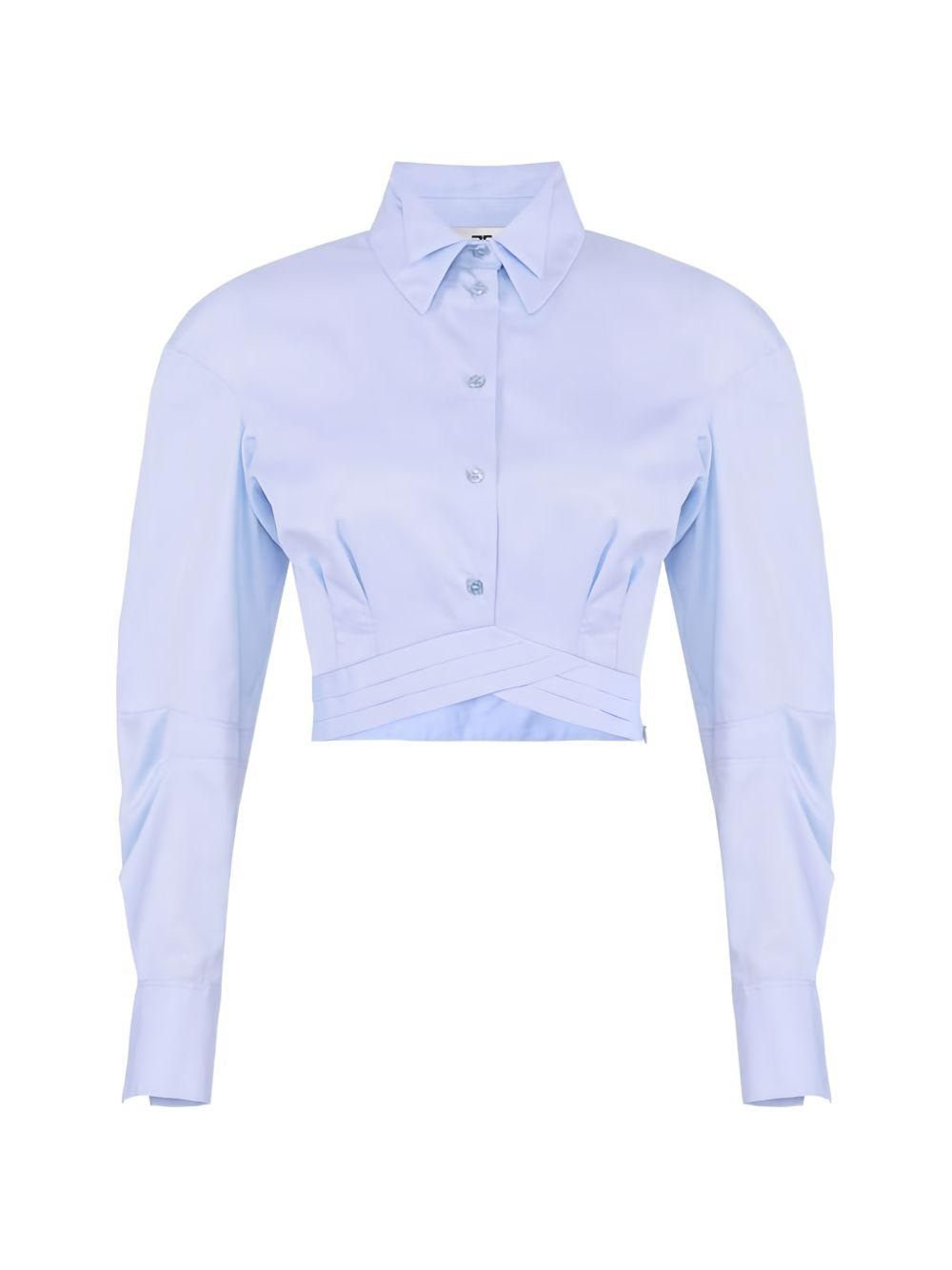 ELISABETTA FRANCHI Camicia in popeline di cotone con fascia in vita 