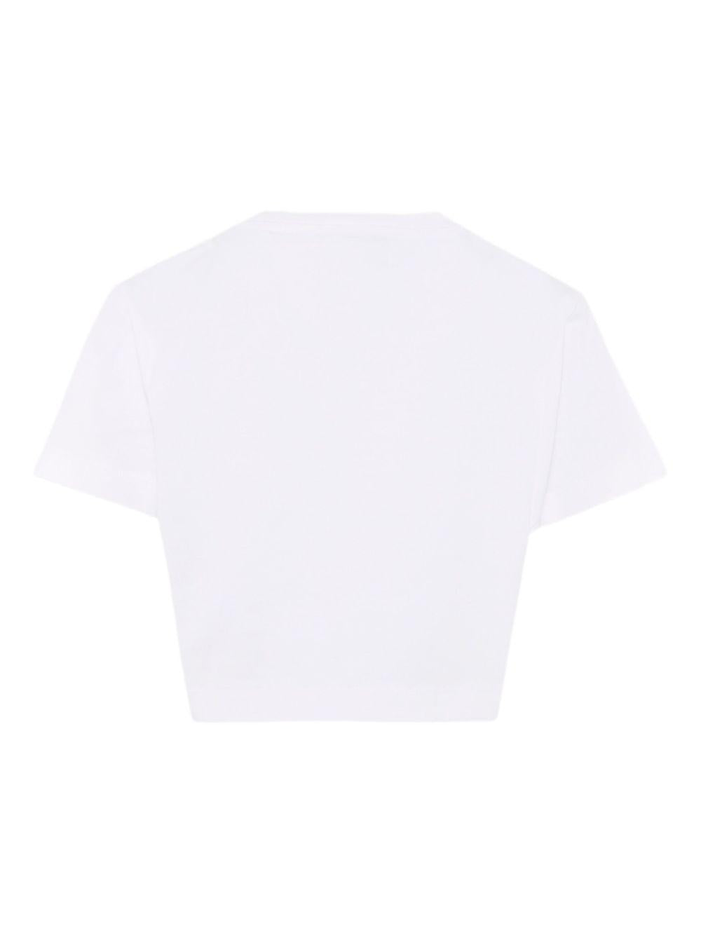 BALMAIN T-shirt crop da bambina in cotone bianca 