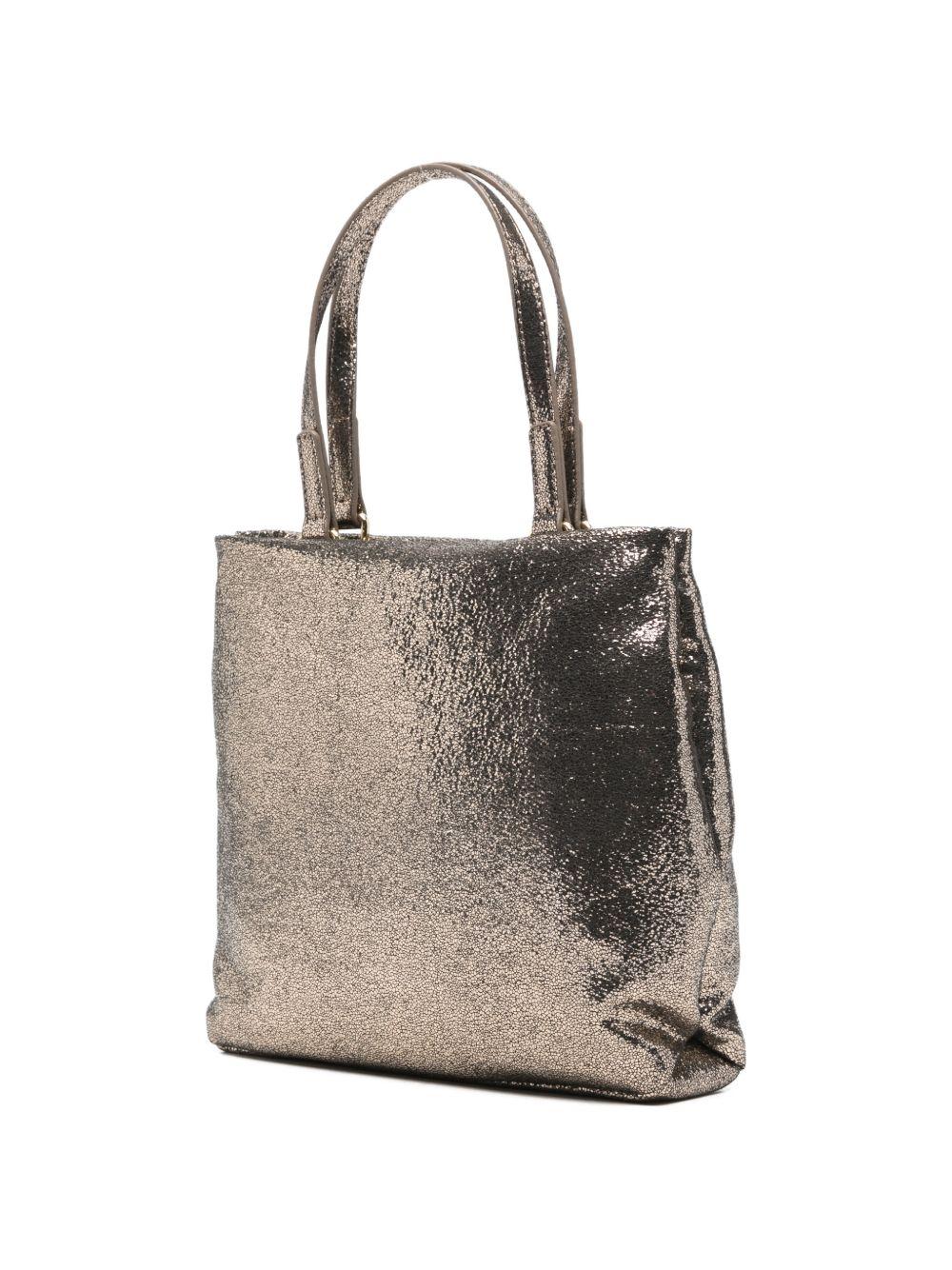 LOVE MOSCHINO Borsa a mano tote con texture dorata e logo 