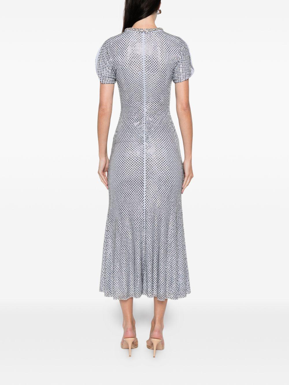 SELF PORTRAIT Abito midi blu con strass 
