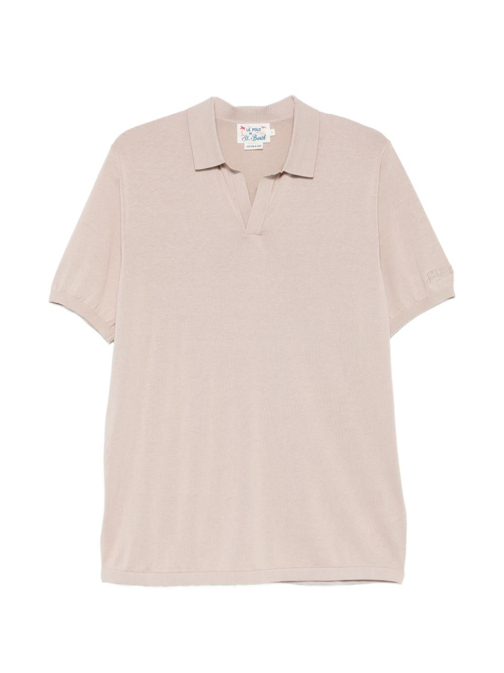 MC2 SAINT BARTH Polo Sloan in cotone misto seta color tortora 