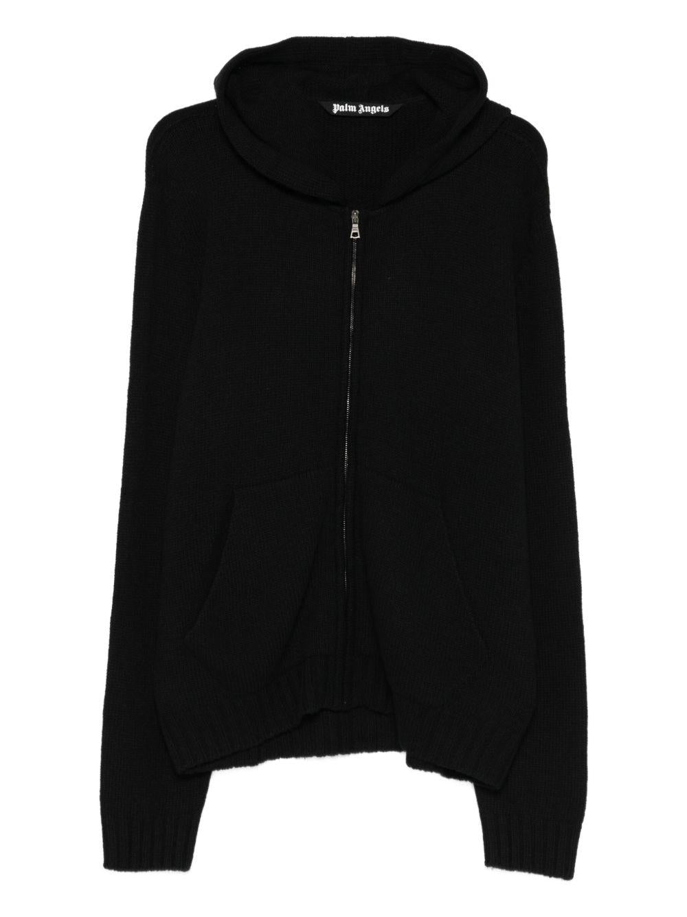 PALM ANGELS Felpa nera con cappuccio 