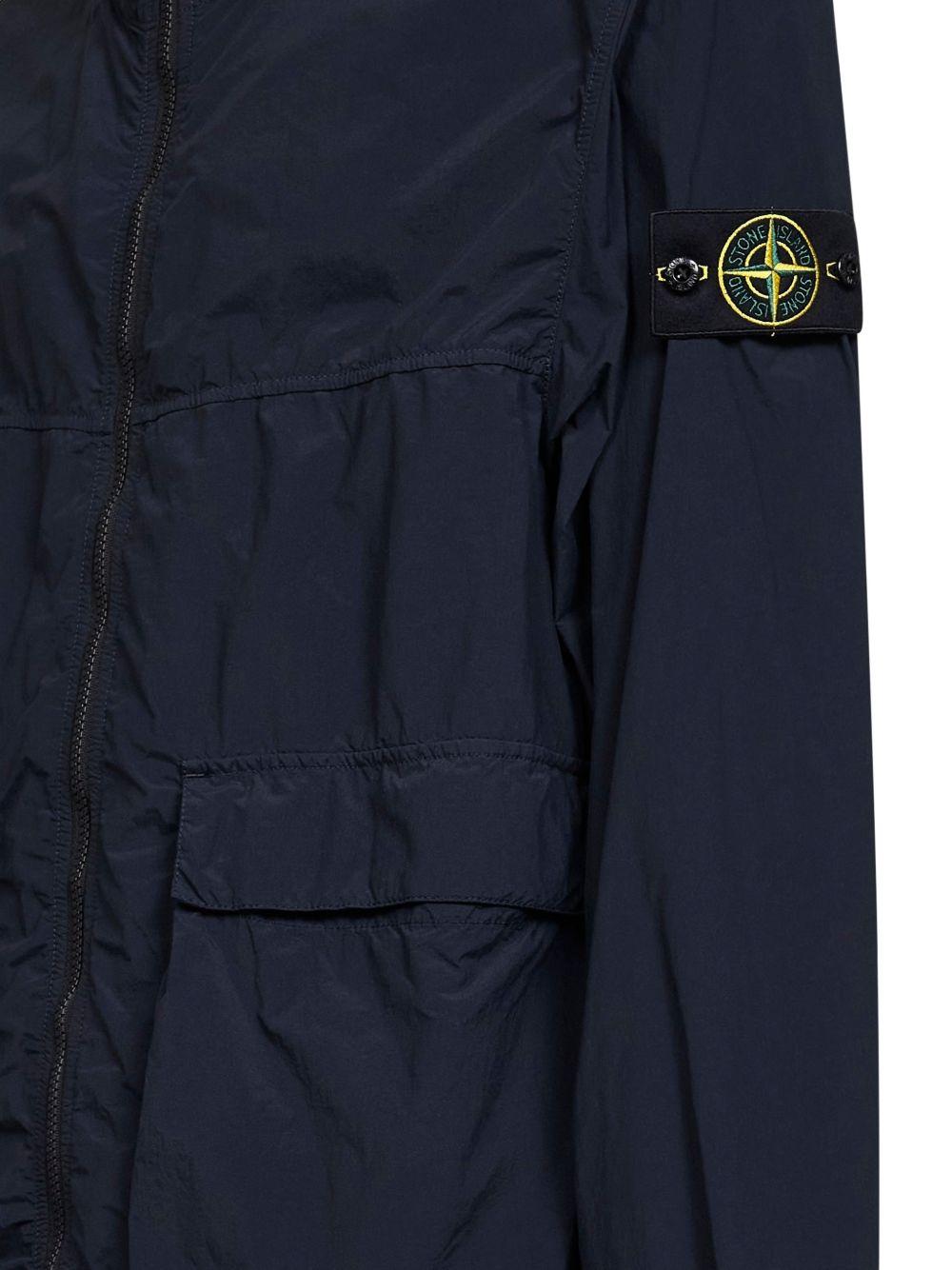 STONE ISLAND Giacca con cappuccio in nylon blu navy 