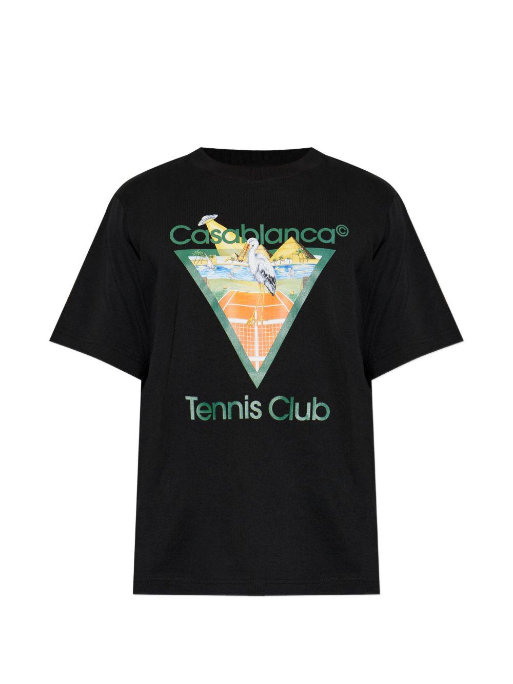CASABLANCA T-shirt Black Tennis Club Icon Pyramid in cotone nero 