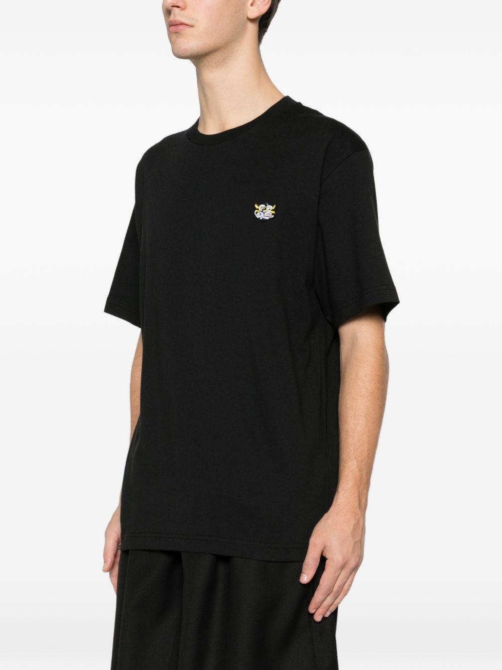 KENZO T-shirt in cotone nero con patch tigre 