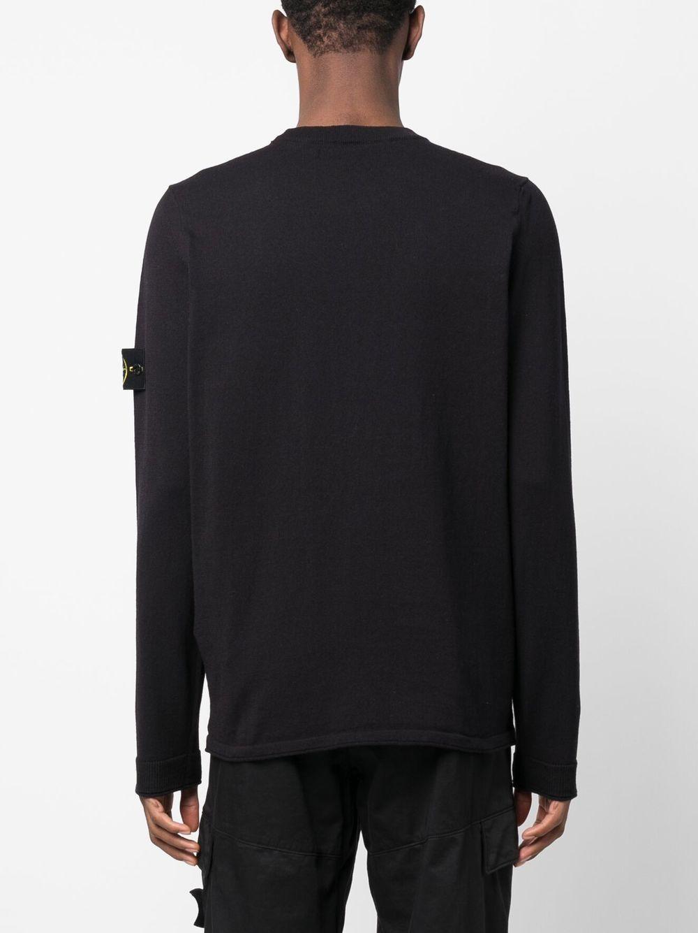 STONE ISLAND Felpa girocollo blu con patch logo 