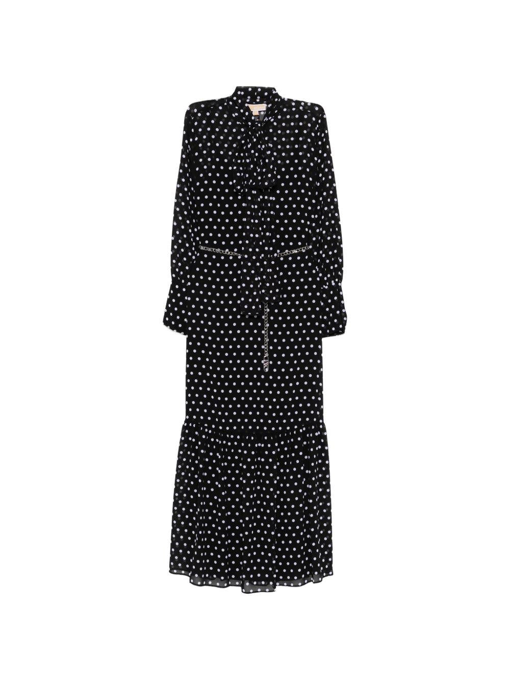 MICHAEL KORS Abito lungo nero/bianco a pois 