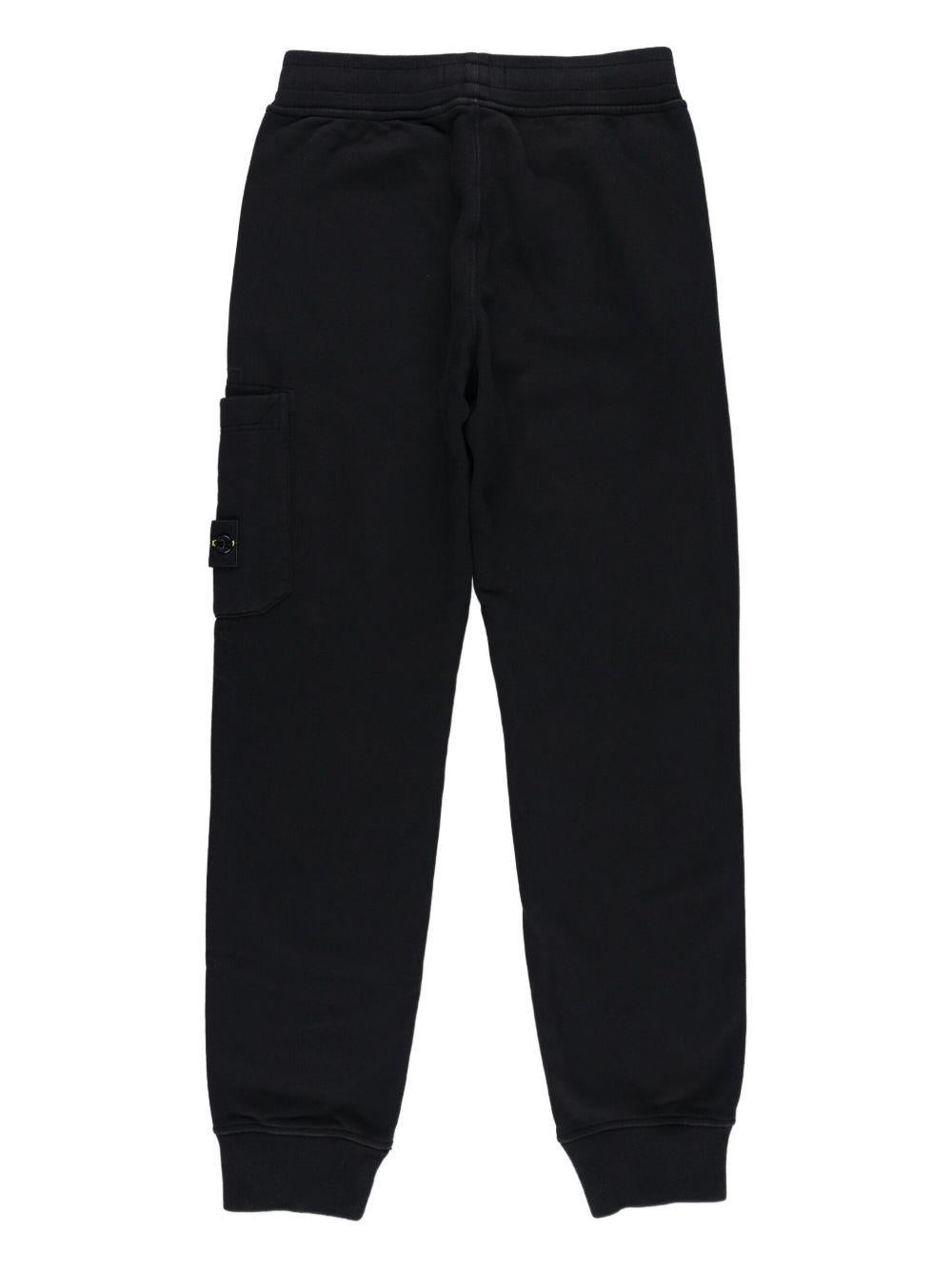 STONE ISLAND Pantaloni sportivi in cotone nero 