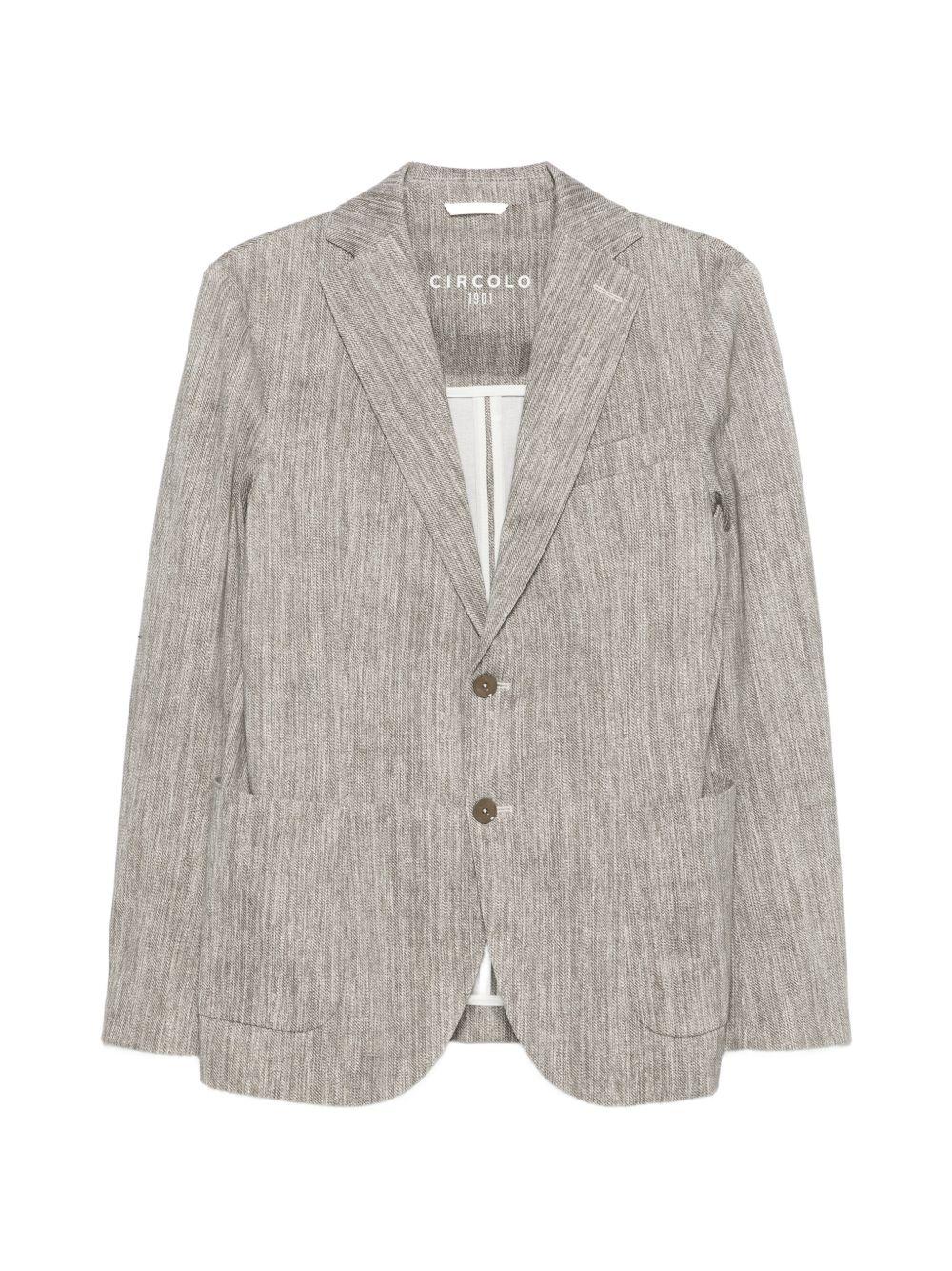 CIRCOLO 1901 Giacca Scrub monopetto in cotone beige con tasche 