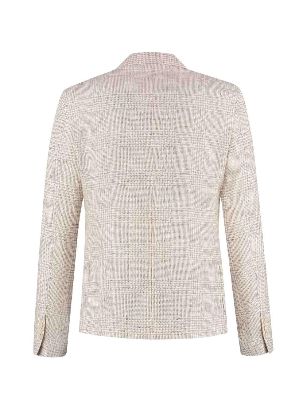 LARDINI Giacca con motivo check in cotone écru 