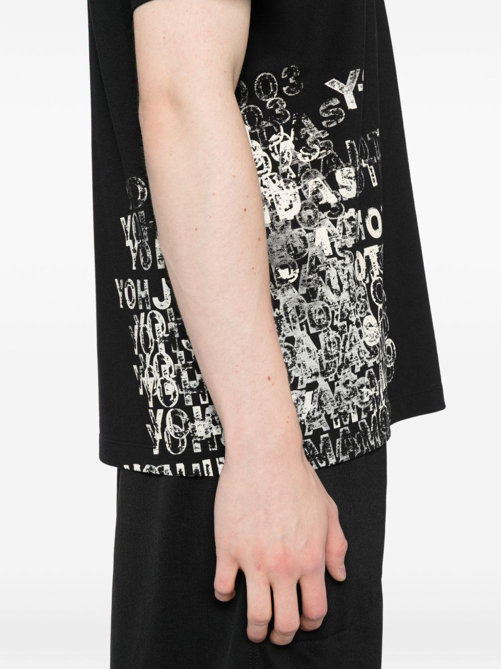 Y3 T-shirt in cotone nero con stampa bianca 