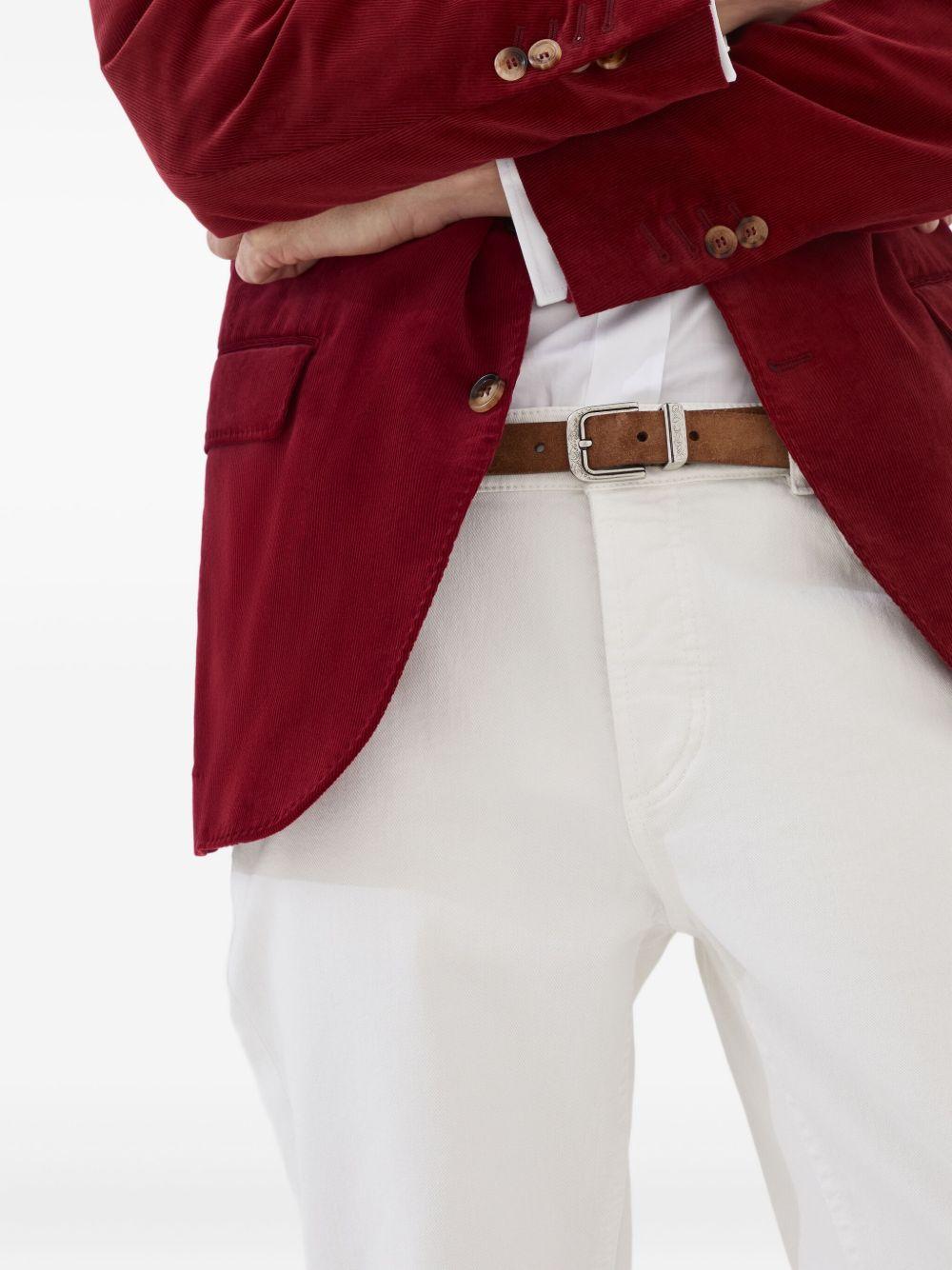 BRUNELLO CUCINELLI Pantalone traditional fit in denim leggero bianco 