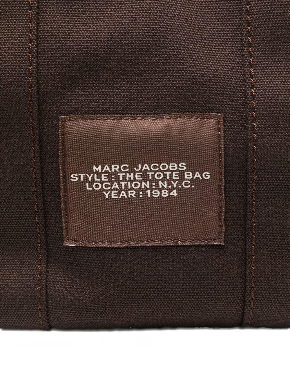 MARC JACOBS Borsa a mano piccola 'The Tote' in cotone marrone 