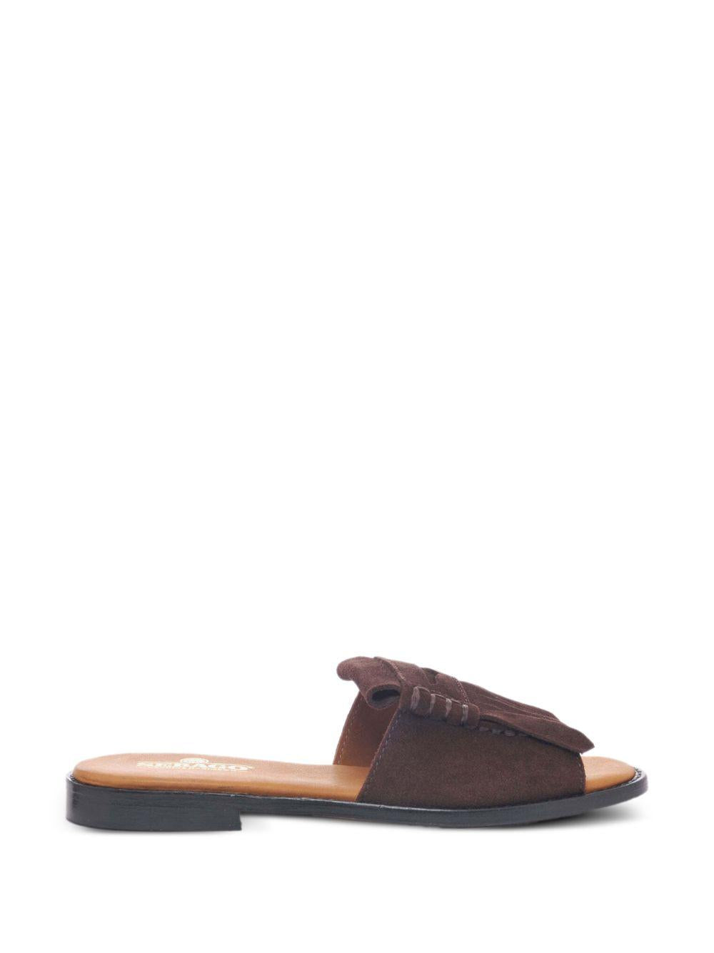 SEBAGO Ciabatte in suede marrone con frange 