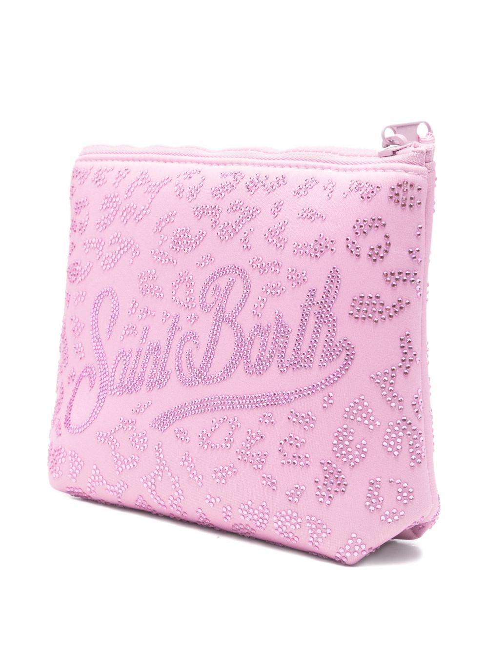 MC2 SAINT BARTH Pochette Aline Strass con logo maculato rosa 