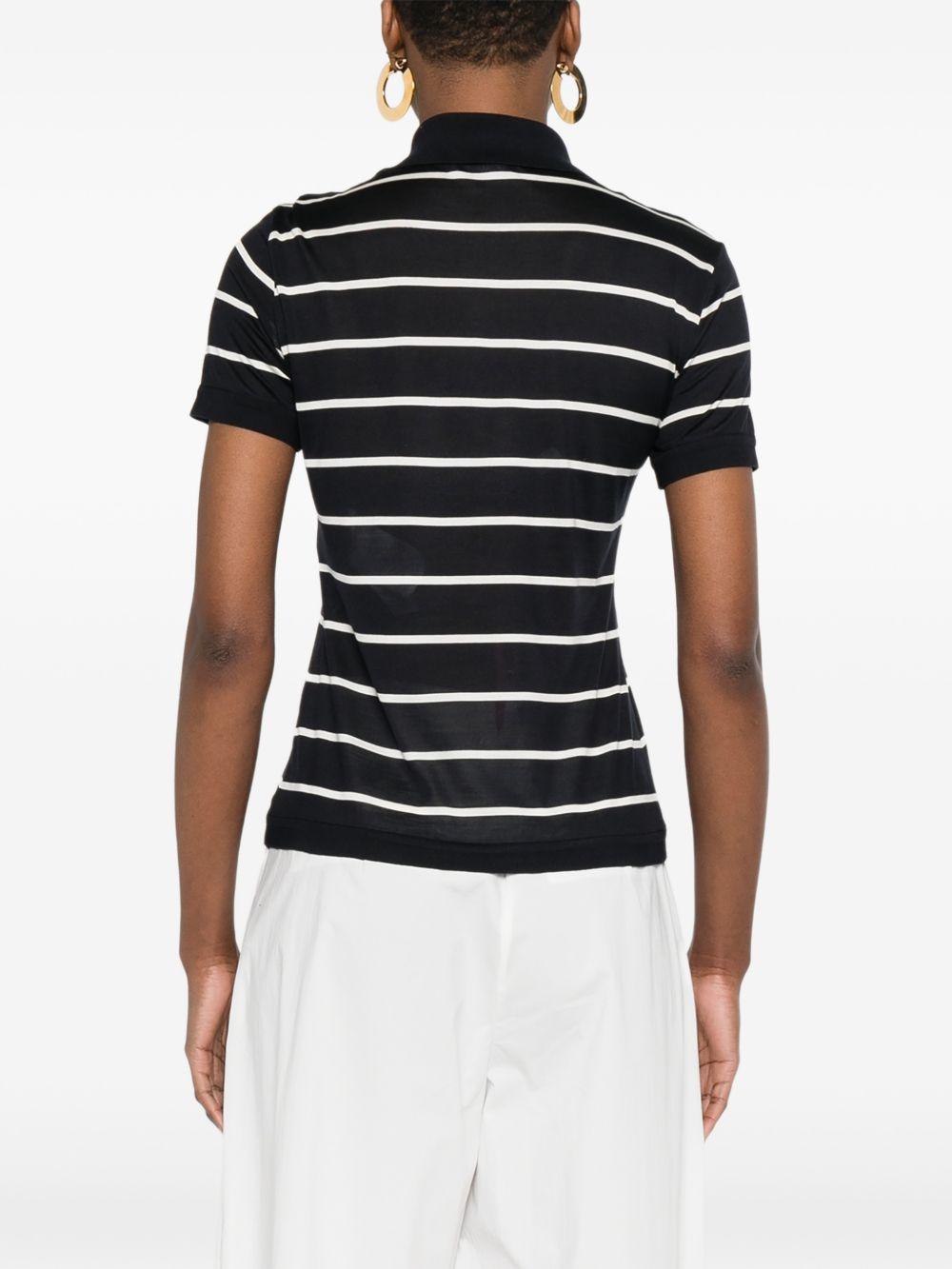 MAX MARA Polo a maniche corte blu navy a righe bianche 